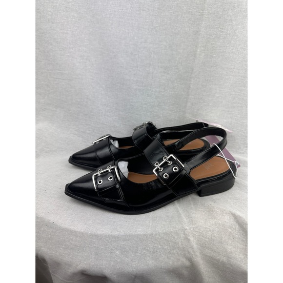 wild fable Shoes - Wild Fable Black Pointed Toe Slingback Buckle Flats Shoes Womens 6.5 NWT